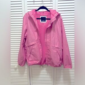 Pink rain jacket with hood